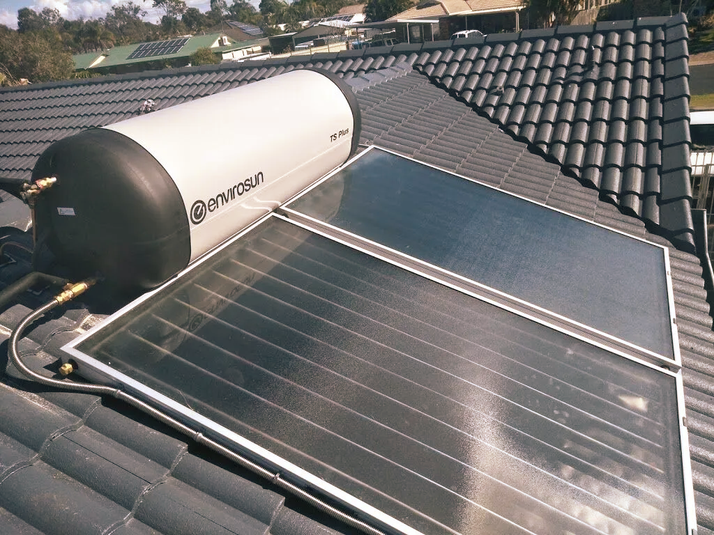 Envirosun solar hot water system installed on a residential roof